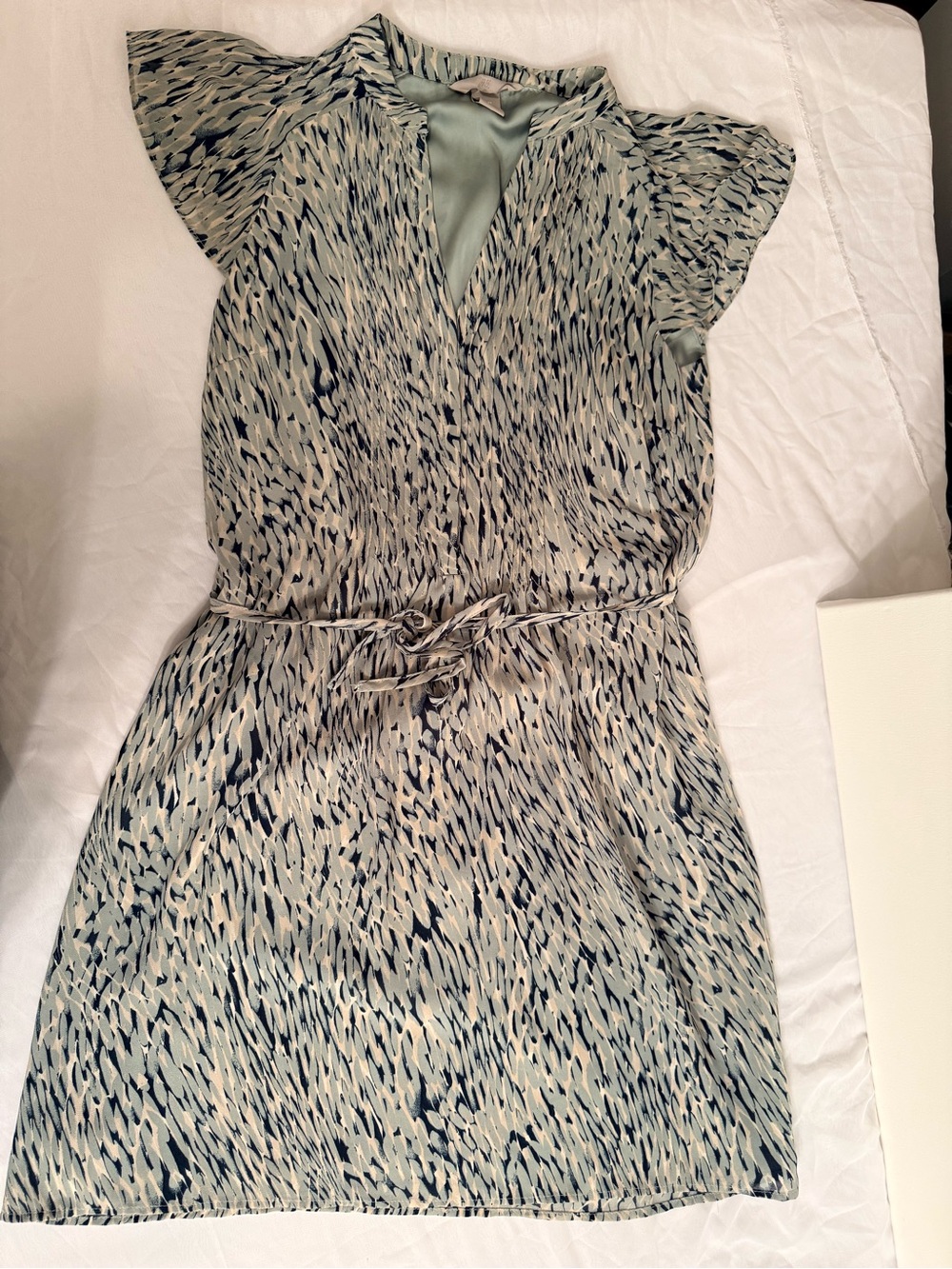 H&M Mint Green and Navy Printed Mini Dress XS